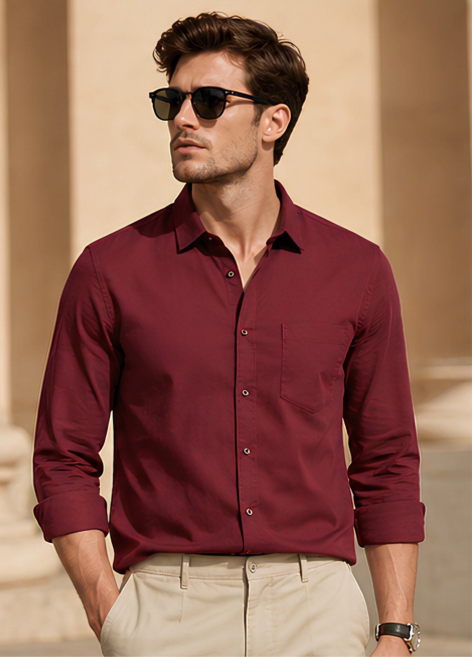 Cotton Shirt Maroon