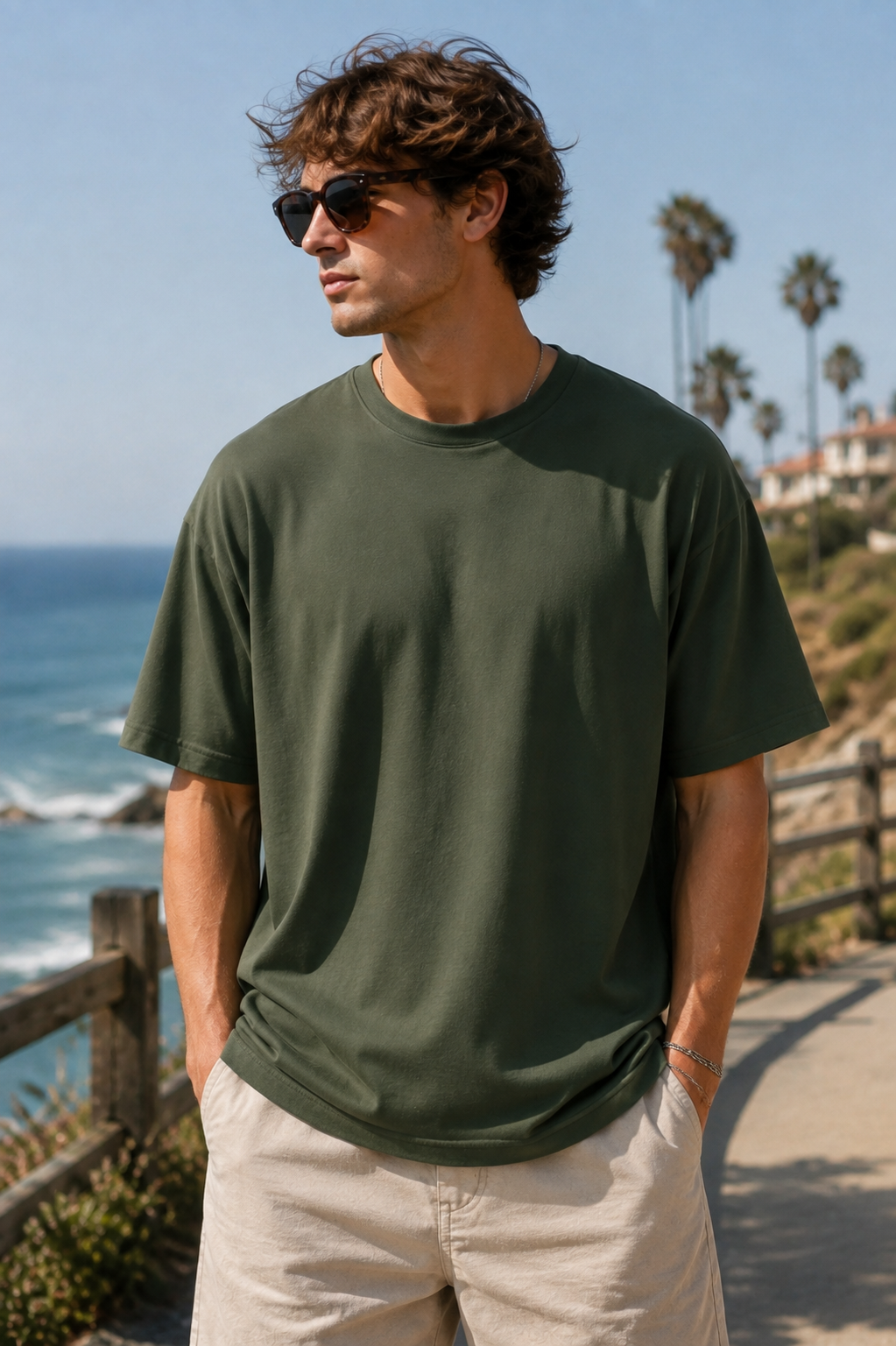 Cotton T-Shirt Olive Green