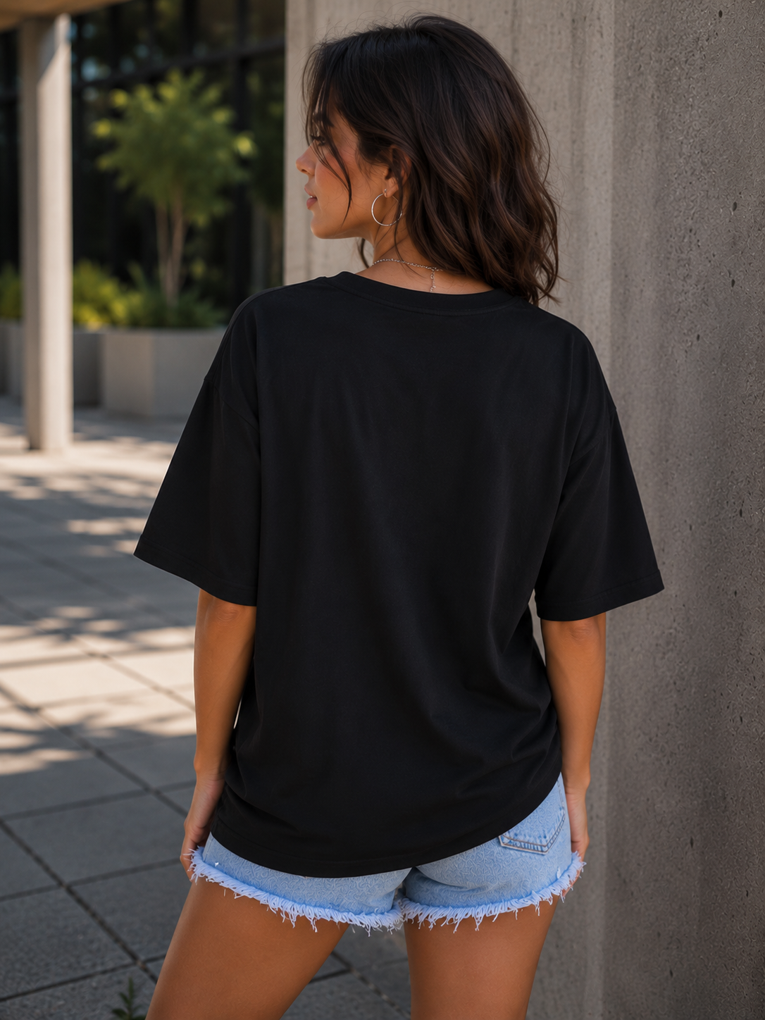 Women's Black Oversized Graphic T-Shirt