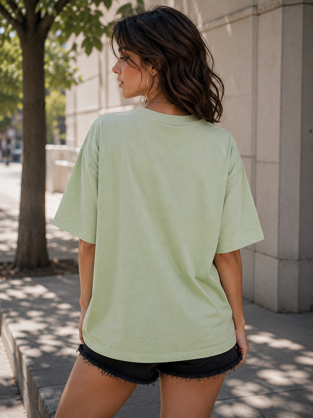 Women's Sage Green Oversized Graphic T-Shirt